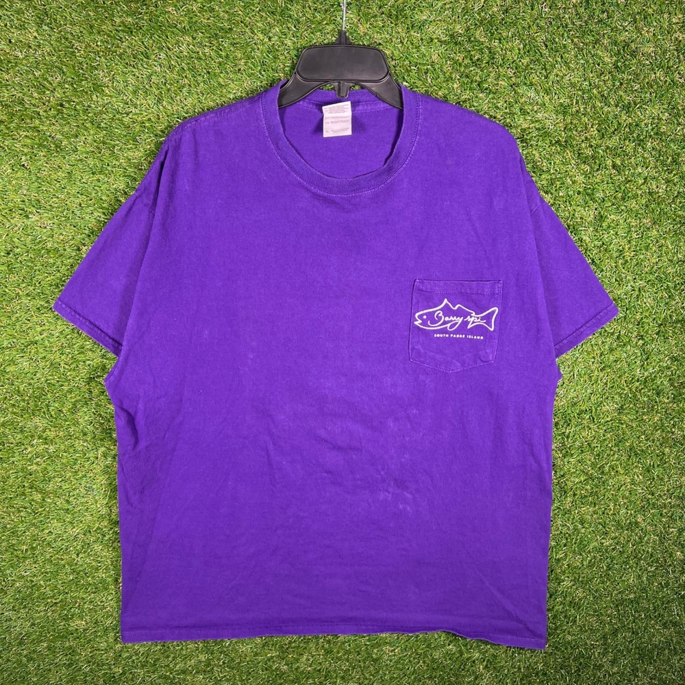 Gildan Ultra Cotton Barry Spi South Padre Island Purple Pocket T-Shirt Mens XL